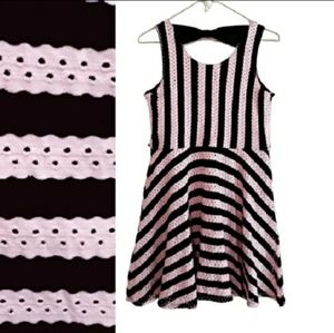 Justice Pink + Black Stripe Dress with Bow - Girl's Size 16